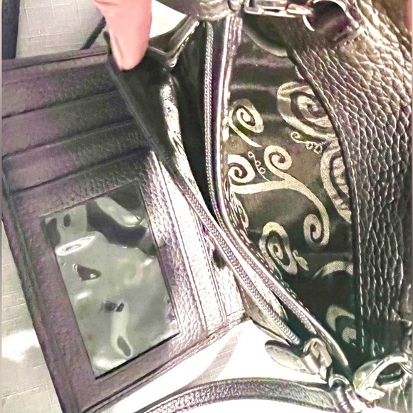 BRIGHTON Crossbody Wallet Shimmering Bronze-Purple Whip Stitch No Call Outs - Picture 11 of 16